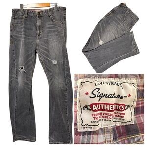 Levi’s Signature Men’s Distressed Gray Jeans | Broken-In Denim | 34x32